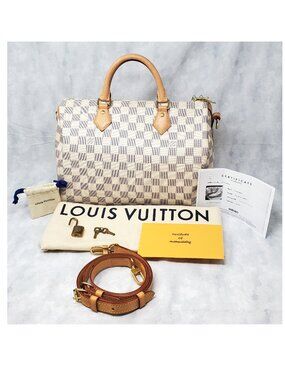 Louis Vuitton Damier Azur Speedy 30 Handbag w/ COA